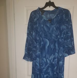 Dress with scalloped shrug in beautiful shades of